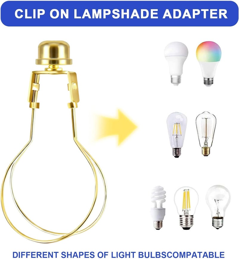 OMOBANU Antique Gold Clip on Lampshade Adapter, Lamp Shade Light Bulb Holder Includes Lamps Finials, Lampshade Levellers, Clip on Lamp Shade, Metal Shade Decorative Holder Furniture Lighting - Image 4